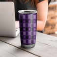 thumbnail image 4 of 20oz Tumblers Halloween Purple Checkered Ghosts and Icons Stainless Steel Vacuum Insulated Double Wall Travel Tumbler Cups Mug with Lid and Straw,Cleaning Brush for Cold & Hot Drinks, 4 of 7