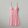 thumbnail image 6 of WRKEKC Sundresses for Women Solid V Neck Thin Straps Waist Tie Casual Mini Lightweight Summer Chic Soft Soft, 6 of 6