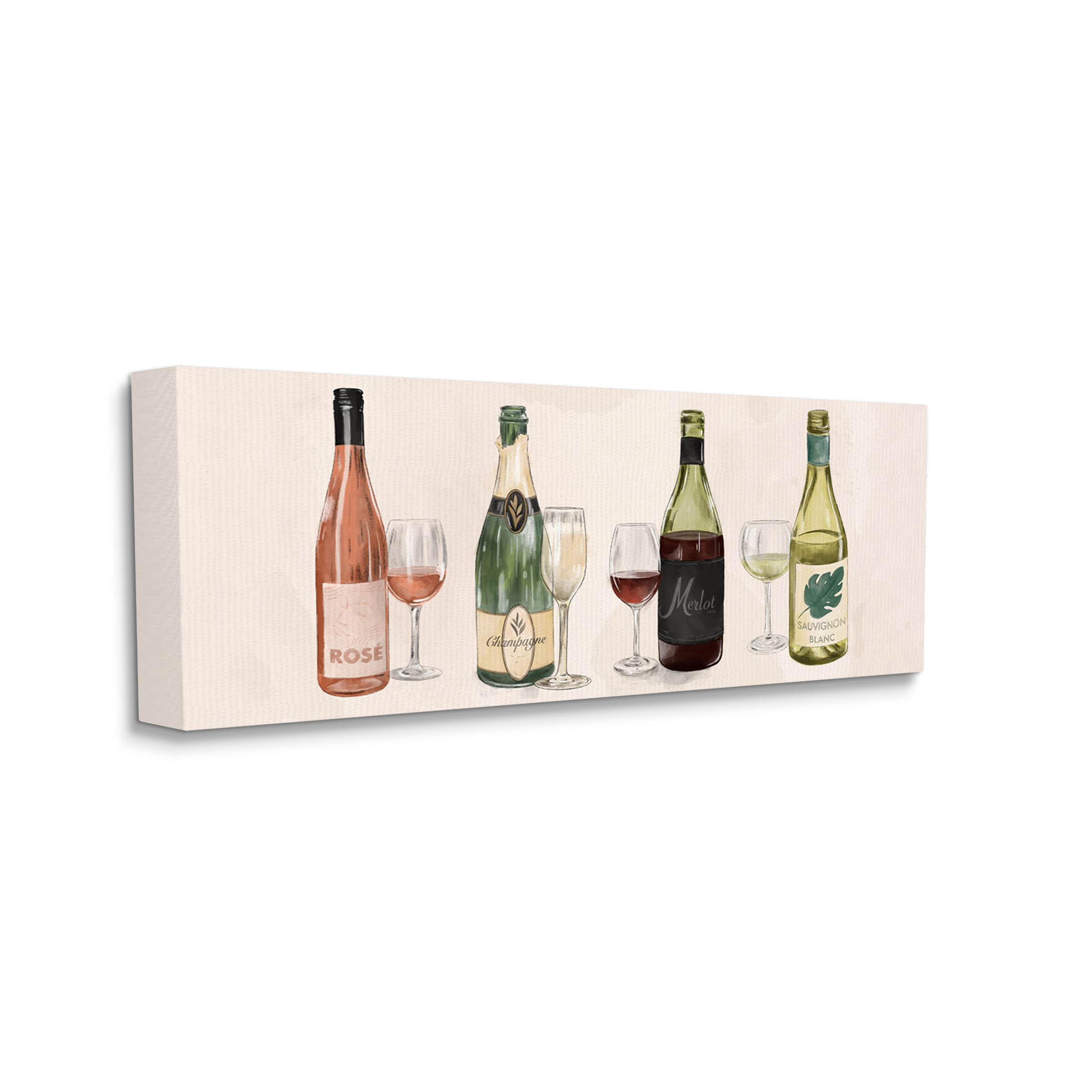 Various Wine Champagne Bottles Food & Beverage Graphic Art Gallery Wrapped Canvas Print Wall Art