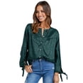 thumbnail image 3 of VISgogo Blusa de Mujer Leopardo Estampado Jacquard Botones Cuello Redondo Manga Larga Casual Camisas VISgogo moda, 3 of 9