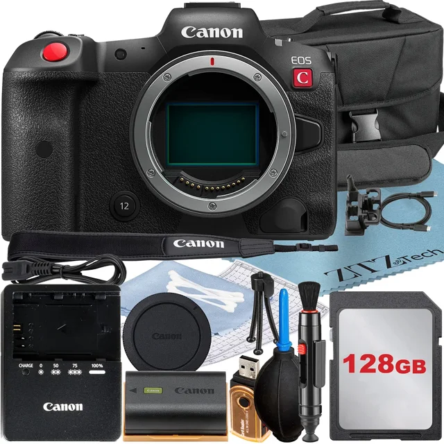 Canon EOS R5 C Mirrorless Cinema Camera (Body) with 4K Video + 128GB Memory Card + Case + ZeeTech Accessory Bundle