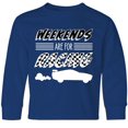 thumbnail image 3 of Inktastic Weekends are for Racing Race Car Silhouette and Racing Flag Long Sleeve Youth T-Shirt, 3 of 5