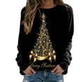 thumbnail image 1 of Chandail en Molleton de Noël pour Femmes Col Rond Pull Chaud Manches Longues Cardigan de Vacances Imprimé Mode Pull Mi-Long, 1 of 4