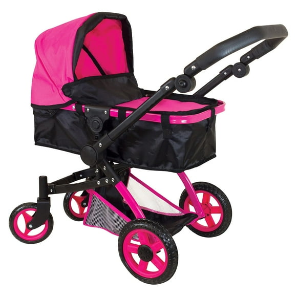 Lissi Landau Urbain pour Poupée - Rose et Noir, Lit Amovible, Poignée Réglable, Roues avant Pivotantes, Dessus de Parapluie Réglable