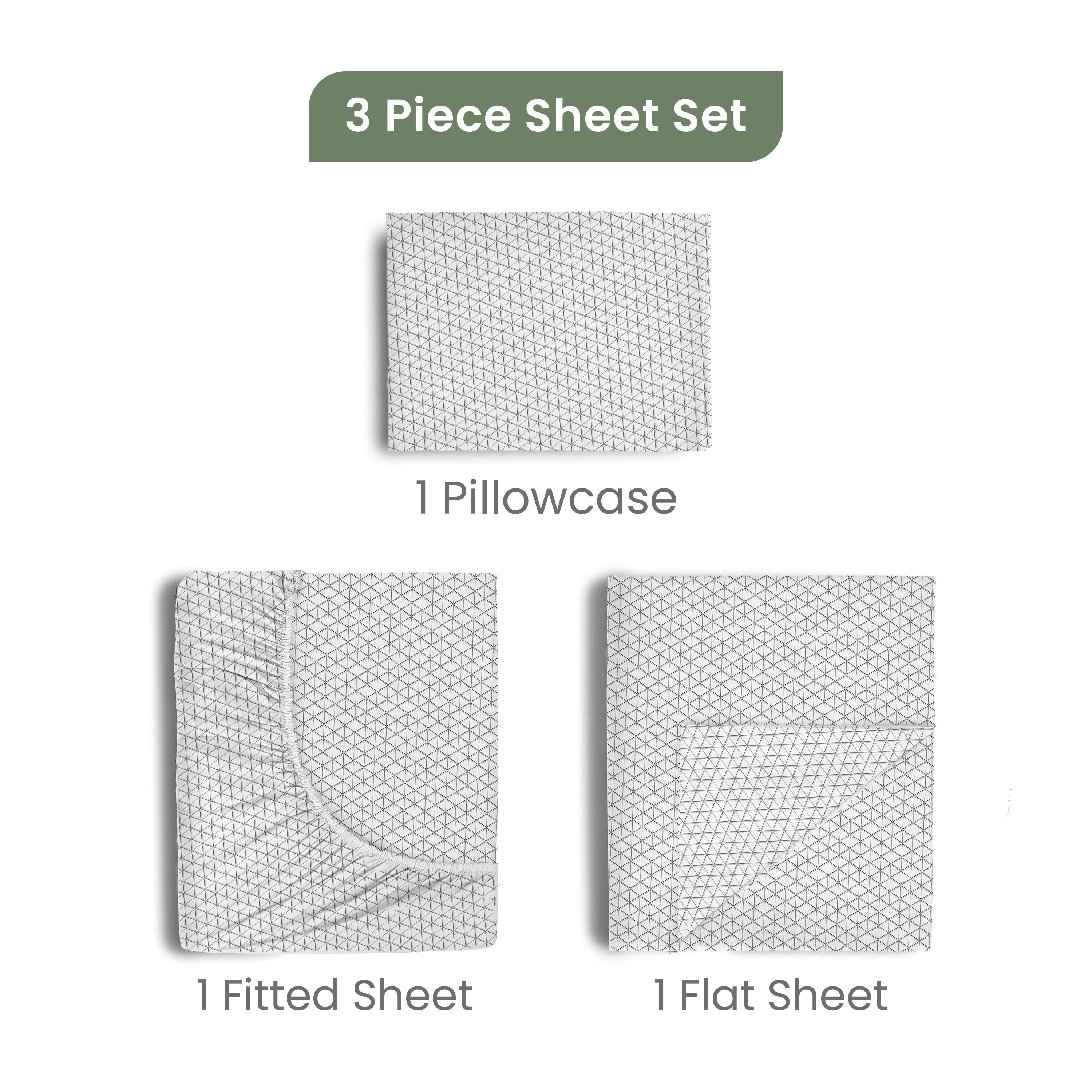EcoPure 3-Piece Twin Sheet Set | 100% Organic Cotton | Comfort Washed | Deep Pocket | Grey