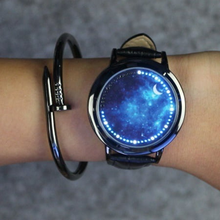 Watch Led Women Creative Touch Screen Watch Men Women LED Waterproof Watches Casual Leather Sports Wrist Watches Christmas Gift ()