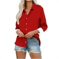 thumbnail image 1 of Yuyuzo Button down Shirts for Women Drop Shoulder Blouse Long Sleeve Oversized Shirt Work Office Solid Color Tops, 1 of 6