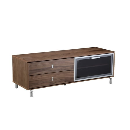 Benjara Ida 60 Inch TV Entertainment Console, Drawers, Pull Down Door, Walnut Brown