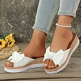 thumbnail image 4 of Rokment Bow Platform Wedge Sandals for Women Fashion Casual Bowknot Open Toe Chunky High Heel Dress Slip on Comfortable Walking Slides Summer Beach Vacation White Size 7, 4 of 7