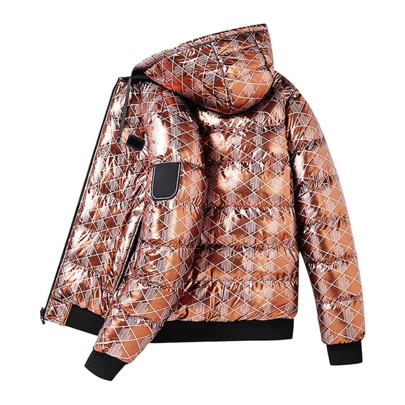 Lightweight Winter With High Gloss Finish Hooded Jacket For Cold Weather Windproof Insulated Outerwear Coats