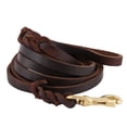 thumbnail image 3 of Fyemme Training Lead Handmade Braided 6.5ft Genuine Leather Dog Training Leash Lead  Burgundy, 3 of 8