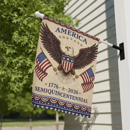 Happy Birthday America 250th Semiquincentennial Garden Flag, Patriotic Yard Flag Decor 250 Years House Banner, USA Porch Decoration