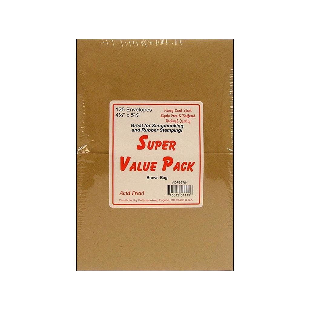 Super Value Envelope Pack 4.25x5.5 125pc Brown Bag