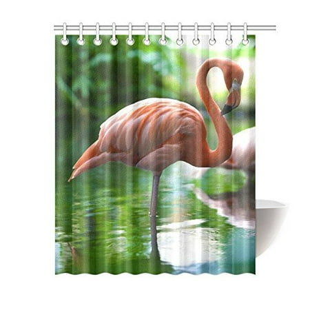 GreenDecor Pink Flamingos Best Ed Waterproof Shower Curtain Set with Hooks Bathroom Accessories Size 60x72 (Best Quality Bathroom Accessories)