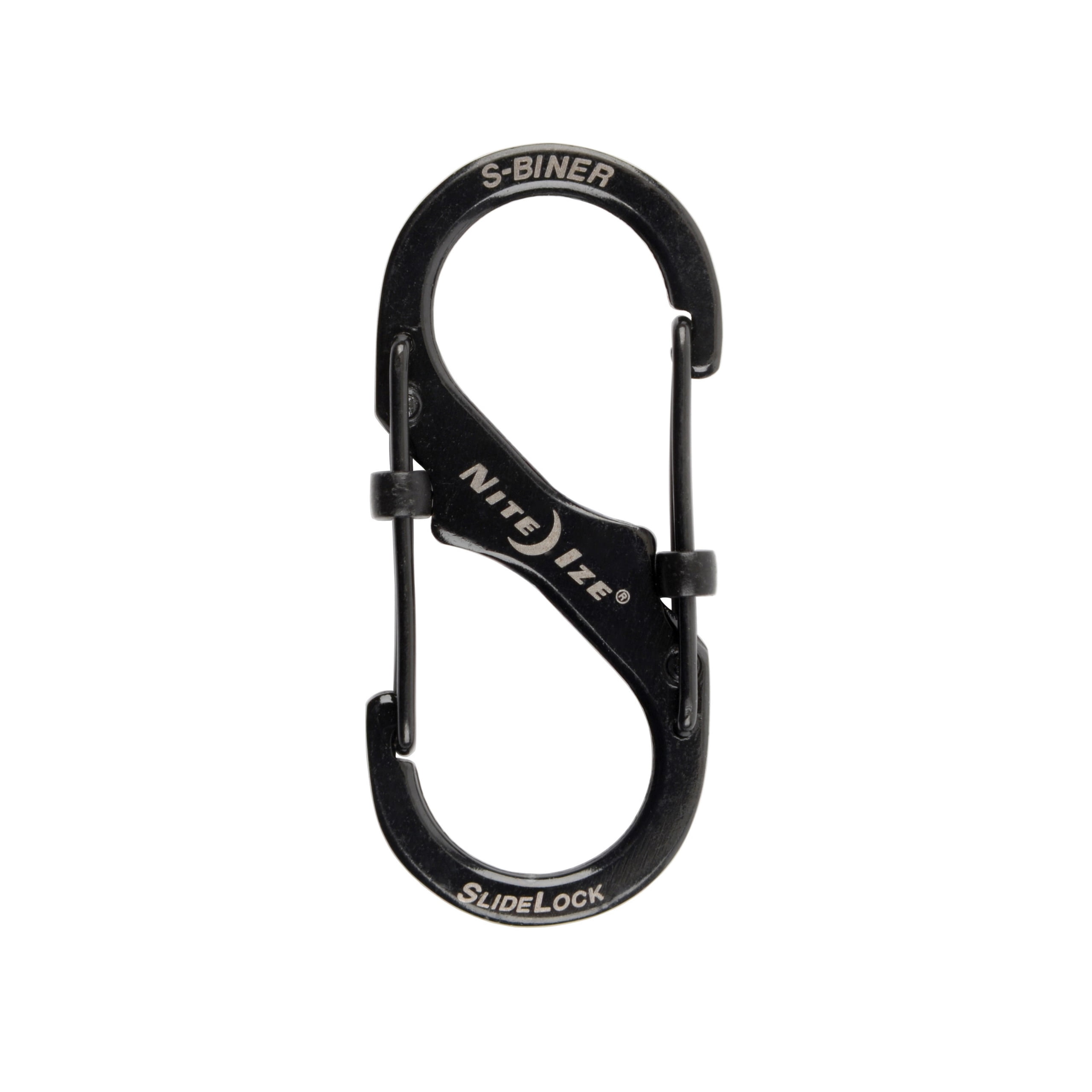 Nite Ize S-Biner SlideLock Stainless Steel - Secure Key Holder Carabiner with SlideLocks - Key & Keychain Organizer - Lockable Carabiner for Daily Use - Size 2, Black (5 Pack)