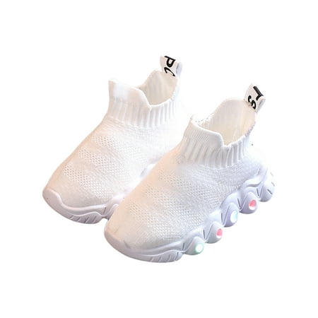 

Lacyhop Kids Casual Shoes Non-Slip Flats Slip On Sneakers Sport With Light Walking Shoe Breathable Comfort Sock Sneaker White 4.5C