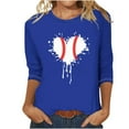 thumbnail image 2 of QUNYINEY Baseball T Shirts for Women Casual Crew Neck 3/4 Sleeve Blue Tops Drop Shoulder Loose T-Shirts, 2 of 4