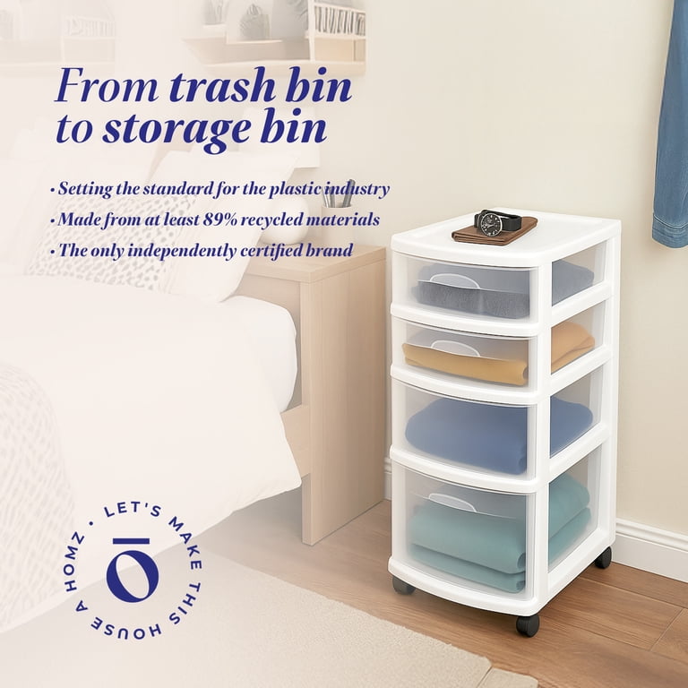 Cetomo Cassettiera in Plastica con Ruote, Cassetti di Stoccaggio, Cassetto, Torre per Casa, Ufficio, Armadio, Camera da Letto, Dormitorio, Smontabile, Scatola, PP, Trasparente e Nero (5 Cassetti