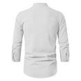 thumbnail image 3 of Liacowi Men Casual Shirt Solid Color Jacquard Tops Long Sleeve Button Loose Blouse, 3 of 5