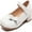 White, variant on kkdom Girls Mary Jane Dress Shoes Ballet Flats for Girl Wedding Party School Shoes Silver Size 3.5 Big Kid