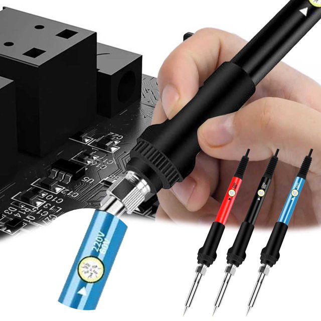 Riforla 60W US Spec Internal Heated Soldering Home Electronics Tool Temperature Control Constant Heat Soldering Tool Bag Blue