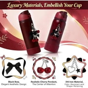 Black Cherry for Owala Water Bottle Charm & 2PCS Silicone Boot for Owala 20/24/30/32/40 oz, Perfect Water Bottles Accessories Set Pendant for Owala