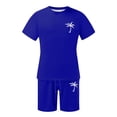thumbnail image 4 of Conjunto de Sudadores de Hombres Impresión Casual Deportes de Manga Corta Cuello Redondo, Traje de Deporte de 2 Piezas con Pantalones de Corredores de Cintura Elástica, 4 of 4