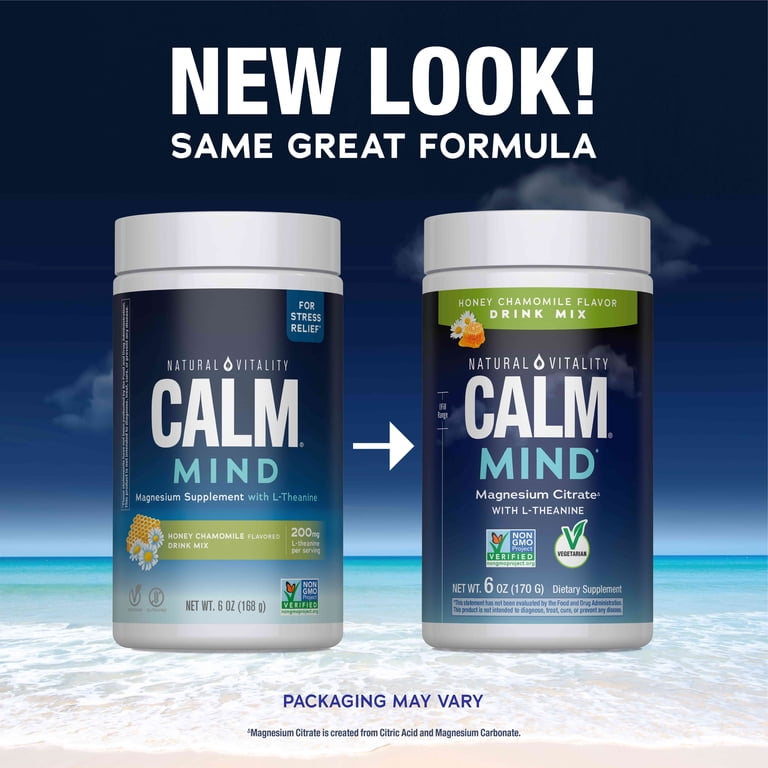 Natural Vitality Calm Mind Magnesium Citrate Drink Mix 6 oz Honey