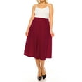 thumbnail image 5 of Moa Collection Women's Plus Size A-Line Casual Flared High Waist Elastic Band Solid Midi Skirt, 5 of 7