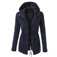 thumbnail image 2 of IROINNID Women's Autumn Warm Mid-Long Coat Solid Color Parka Long Sleeve Outwear, Blue, 2 of 3
