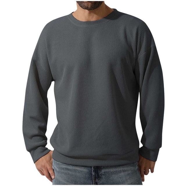 LOVZFMLL Vestes pour Hommes Sports Décontractés Manches Longues Couleur Unie Chandail Col Rond Base