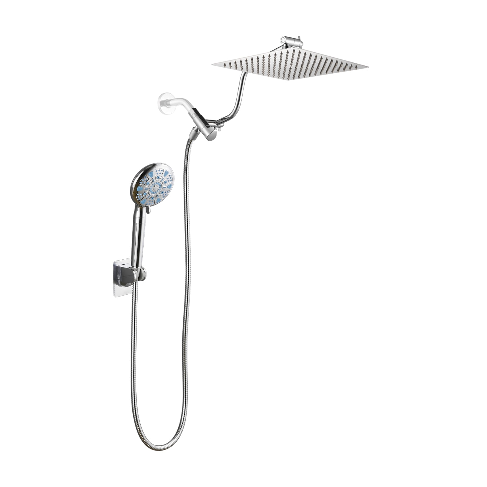Cobbe 10-Inch Dual Shower Heads with Handheld Spray Combo, 3-Way Rain Shower Head, 9-Spray Patterns Handheld Shower, Chrome