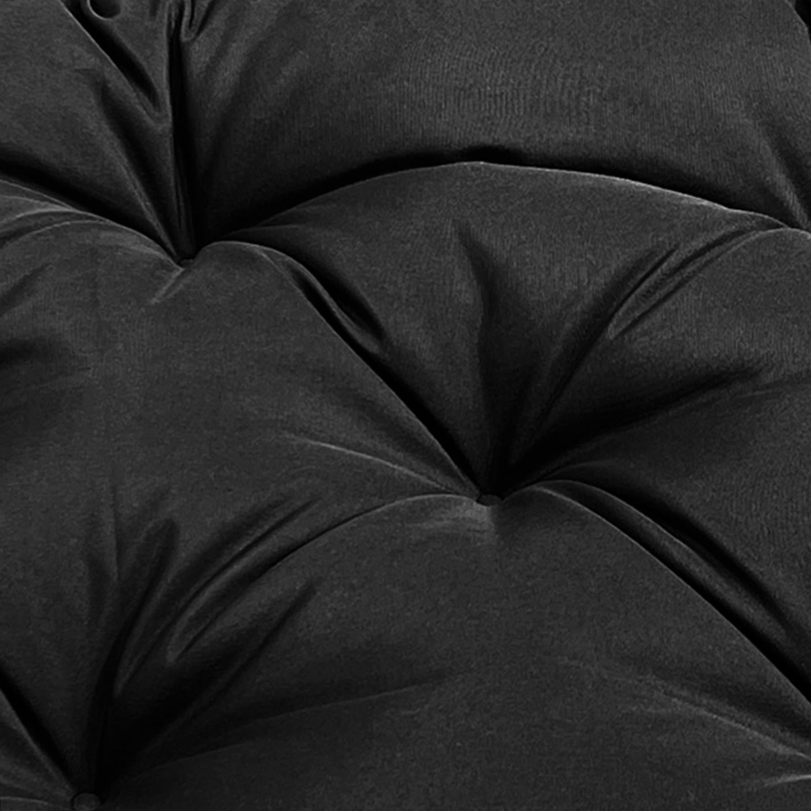 CJC Outdoor Chair Cushions Waterproof Tufted Wicker Chair Cushion for Patio Furniture Indoor Rocking Chair Pad, Black