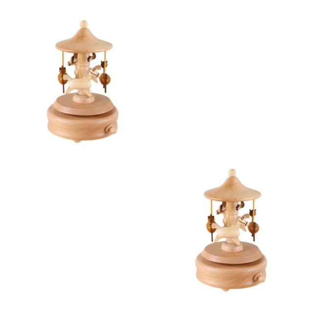 ZheElen Celebrate With Style - Elegant Wooden Musical Box For Birthday Christmas Gift With Exquisite Carousel 2Set