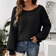 thumbnail image 2 of lcziwo Womens Long Sleeve Sweaters Casual Soft Cable Knit Crew Neck Sweater Casual Oversized Solid Color Winter Pullover 2026 Black,S, 2 of 9