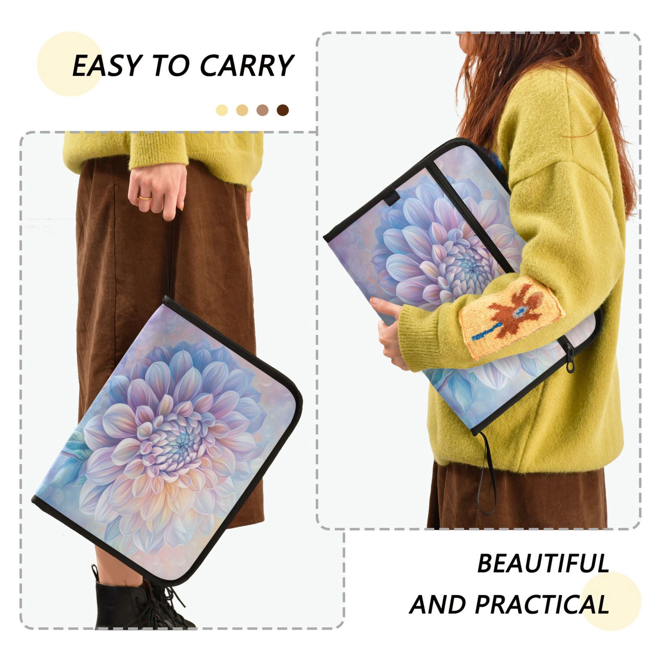 WOBOGO Pastel Colored Dahlia Expanding File Folder Letter Size Accordion Filing Organizer 13 Pocket Separate Organ Pocket