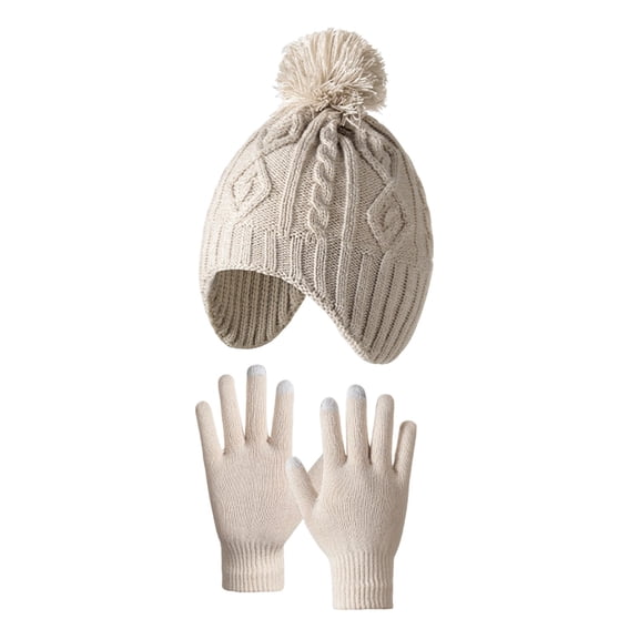 LIZENG Kids Knit Hat and Mittens Set Winter Beanie with & Gloves 2 Piece Set for Baby Toddler Boy Girl Soft Stretchable Multi Color Winter Hat Kids Girl