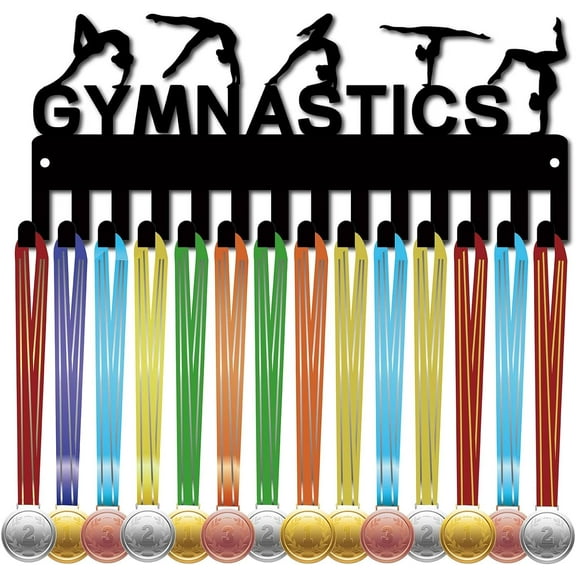 1set Gymnastics Medal Hanger Medal Holder Display Rack Sports Metal Hanging Awards Gymnastics Swimming Black 11.4 x 5 Inch Mixed Color