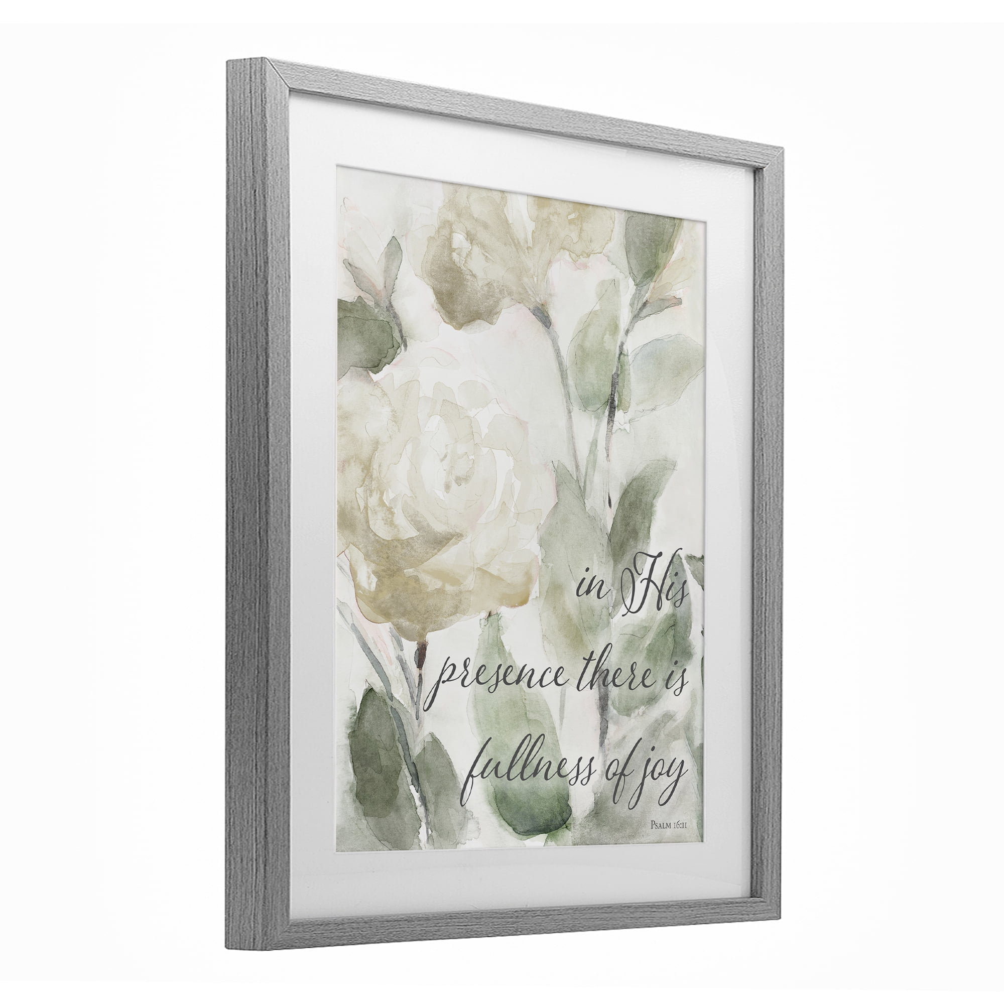 Stupell Industries His Presence Floral Scripture Gray Framed Print Under Glass, design by Lanie Loreth