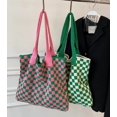 thumbnail image 6 of HMSHA Knit Shoulder Bag for Women Plaid Hobo Bag Chic Checkboard Satchel Purse for Work School 2022, 6 of 7