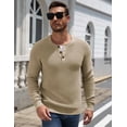 thumbnail image 3 of COOFANDY Mens Henley Waffle Pullover Sweater, Button Crewneck Casual Textured Sweaters, 3 of 9