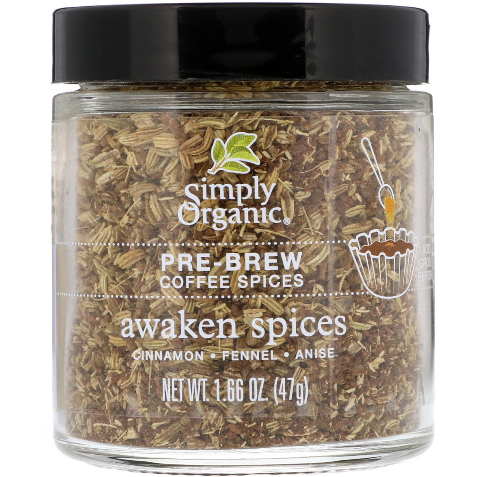 Simply Organic PreBrew Coffee Spices Awaken Spices 1 66 oz 47 g