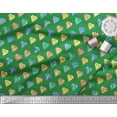 thumbnail image 3 of Soimoi Green Cotton Poplin Fabric Diamond Geometric Print Sewing Fabric Yard 56 Inch Wide, 3 of 5