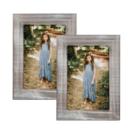 UPC: 0663489139526 | Joveco 4  x 6  Handcrafted Solid Wooden Photo Frame Set of 2  Distressed Farmhouse Picture Frame Wall Decor for Wall Mounted and Tabletop  Light Brown