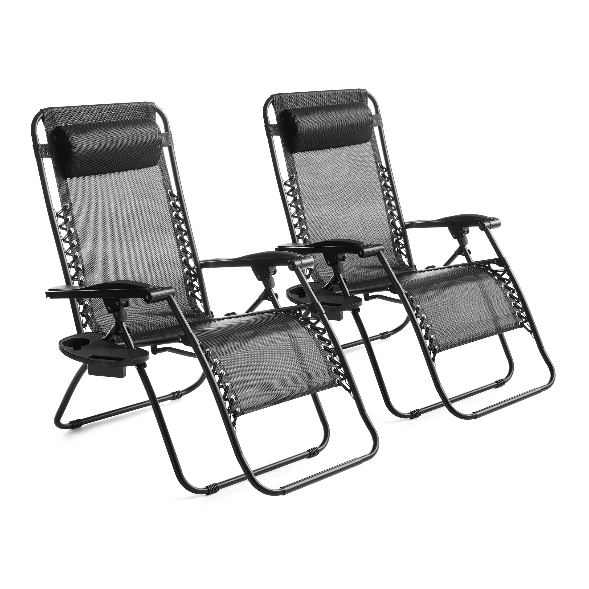 Mainstays Set of 2 Outdoor Zero Gravity Bungee Lounge Chair, Black