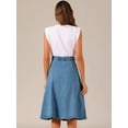 thumbnail image 4 of DARING DIVA Women's Button Front High Waist A-Line Midi Skirts L Light Blue, 4 of 6