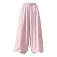 thumbnail image 4 of Casual Palazzo Pants, Women's Linen Wide Leg Split Skirt with Elastic Waist Drawstring, Soft Ice Silk Fabric Summer Loose Fit Comfortable Trousers for Beach Vacation 2025, 4 of 4