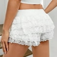 thumbnail image 5 of Penkiiy Micro Bloomers for Women Y2K Lace Ruffle Shorts Fashion Fairy Layered Frill Bottoms Cute Fluffy Pettipants S White, 5 of 6