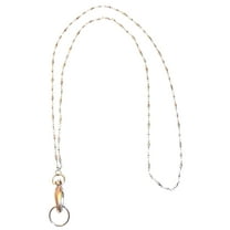 Hidden Hollow Beads Stainless Steel Chain Lanyard and badge Holder, 34-Inch