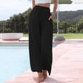 thumbnail image 3 of Pantalones De Pierna Ancha Pantalones holgados de mujer Pantalones casuales de lino de algodón sólido Pantalones femeninos (Negro XL) Cgtredaw para Mujer Negro T S, 3 of 6